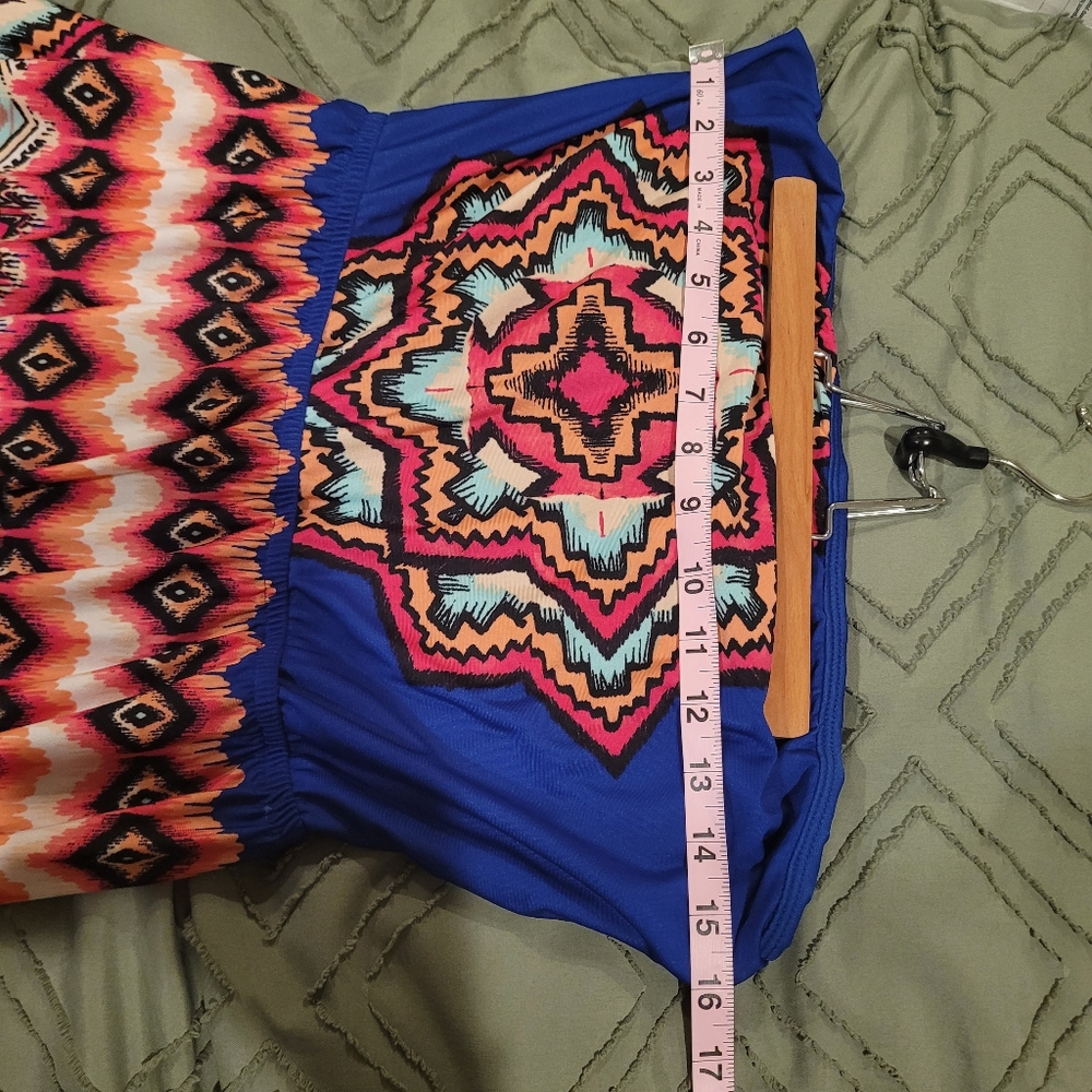 Charlotte Russe blue and pink tube maxi dress. Strapless. Aztec print. S… - Picture 5 of 10